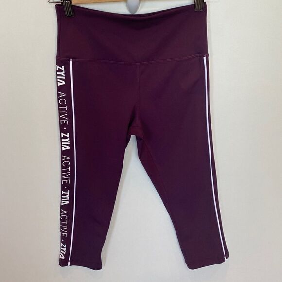 Zyia Active Plum Logo High Rise Compressive Cropped Leggings - Picture 2 of 7